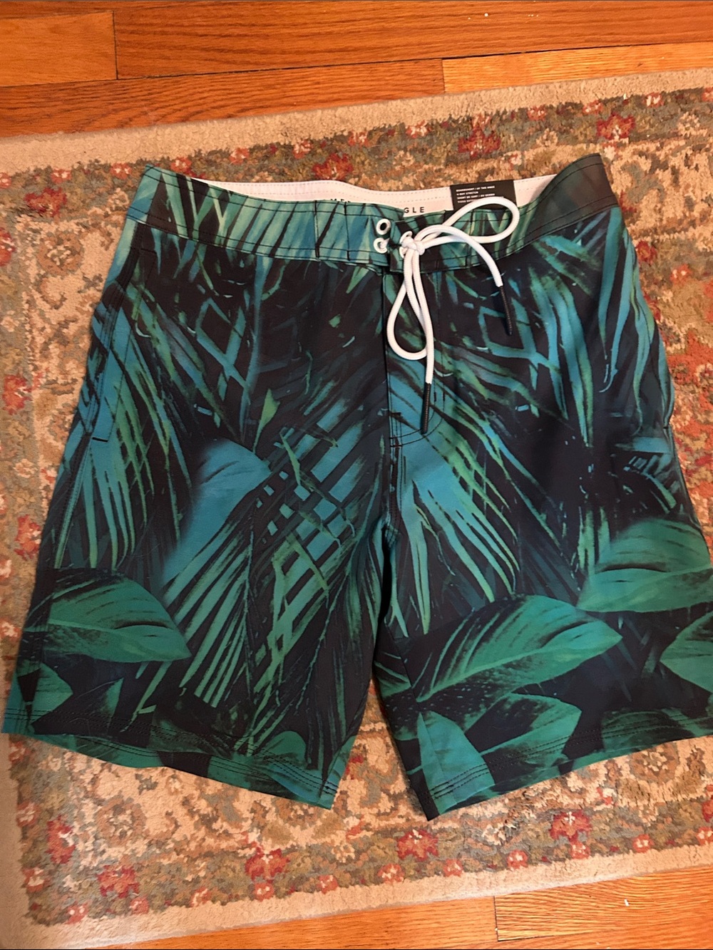 Men's American Eagle Tropical Leaf Swim Shorts - Green